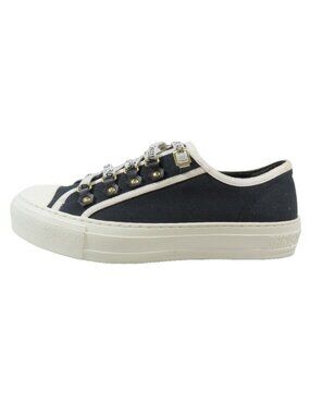 Dior Walk'n Canvas Low Cut Sneakers Shoes Logo 37.5 Black